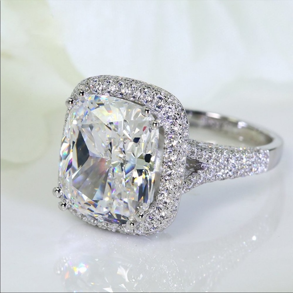 NEW 925 STERLING SILVER HALO DOME ENGAGEMENT RING - Picture 4 of 7
